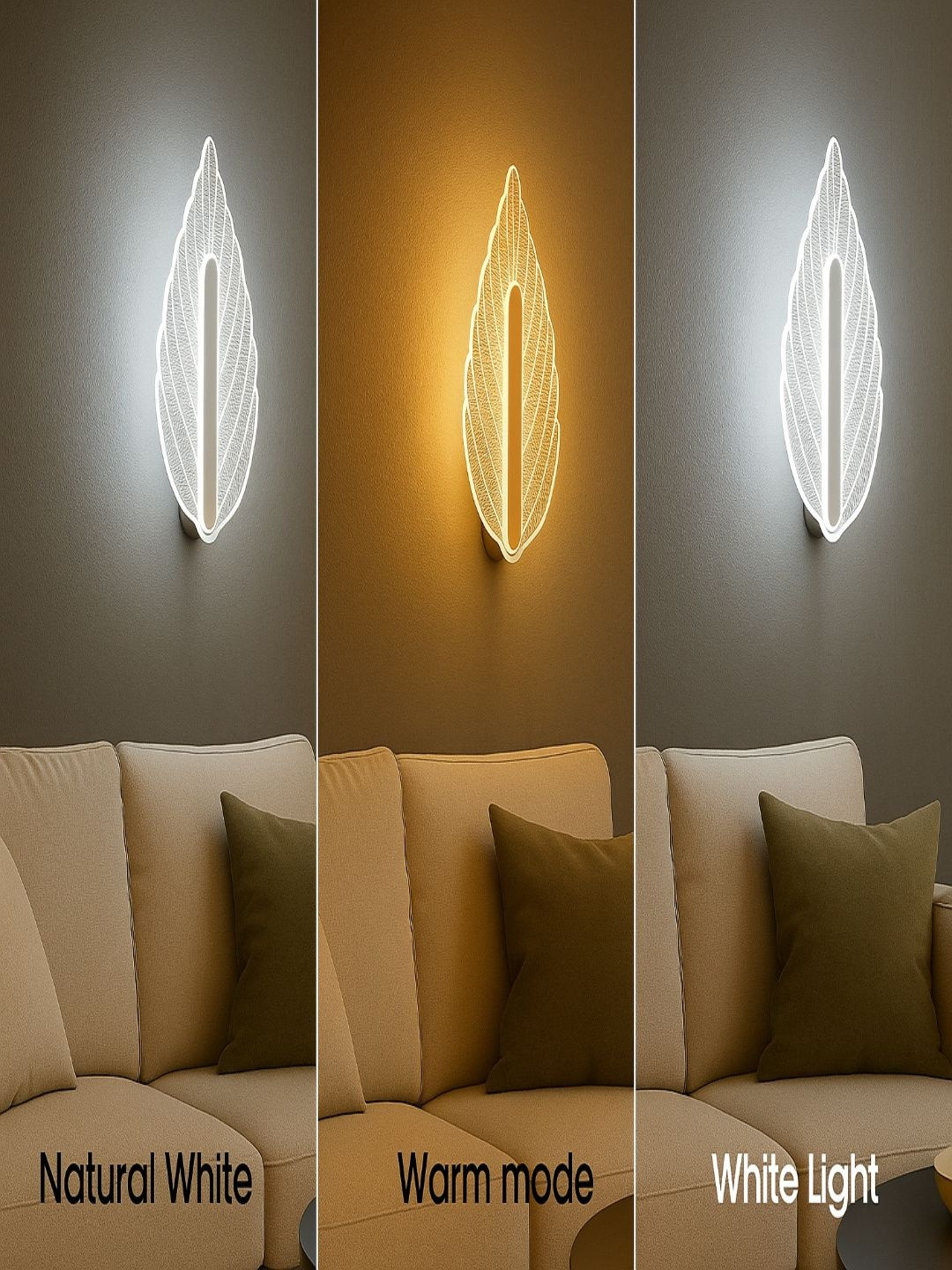 POWERLAM Gold-Toned Modern Leaf Light Fixture Wall Lamp