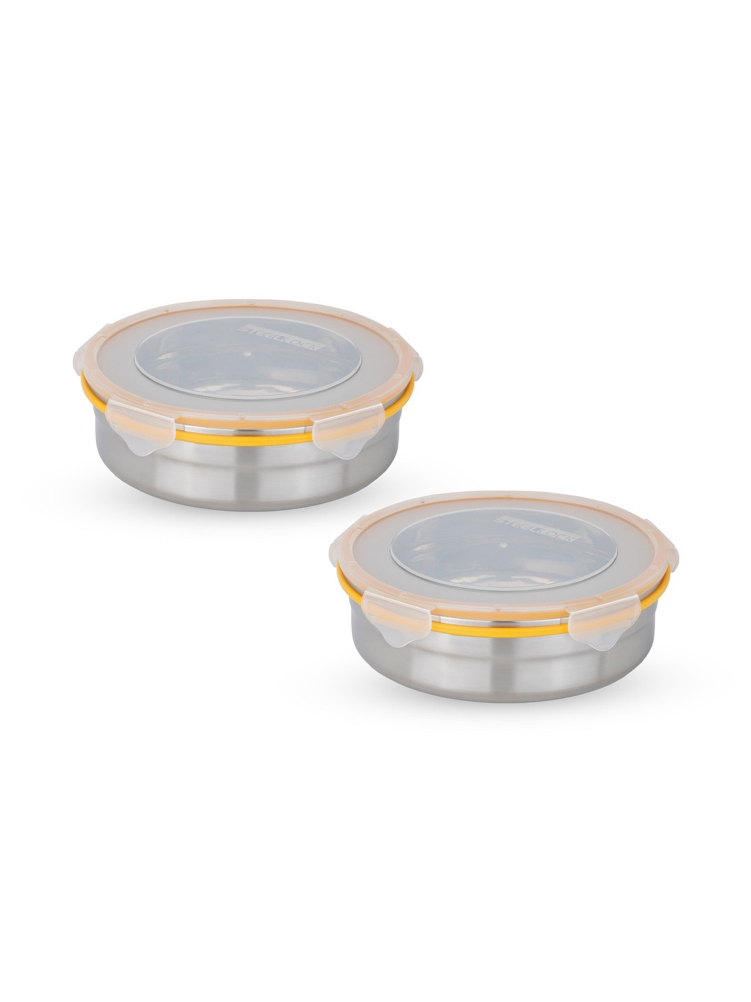 STEELLOCK Silver-Toned 2 Pieces Stainless Steel Air Tight Containers With Lid-1.3L