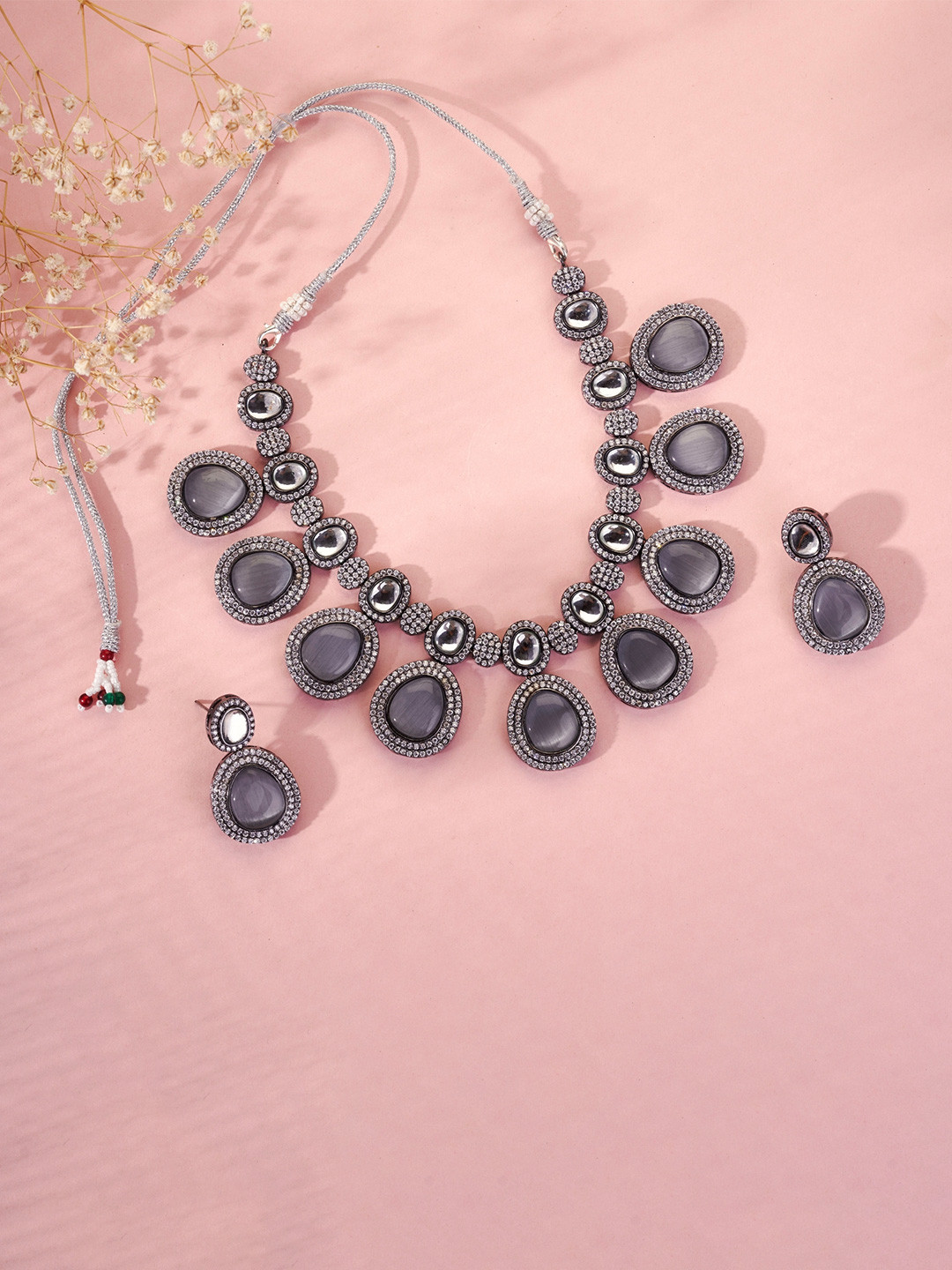 Opal Touch Stones & Crystals Studded Jewellery Set