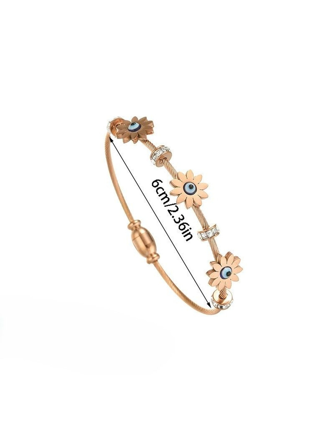 Just Lil Things Daisy Evil Eye Artificial Stones Studded Cuff Bracelet