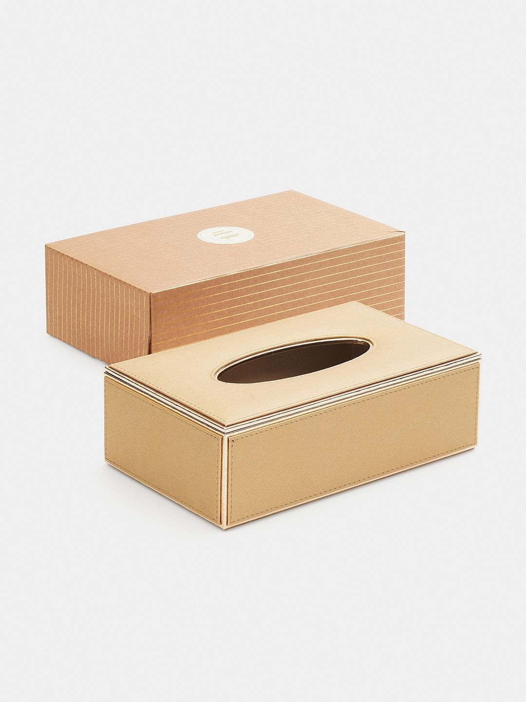 Pure Home and Living Gold-Toned Leather Tissue Holders