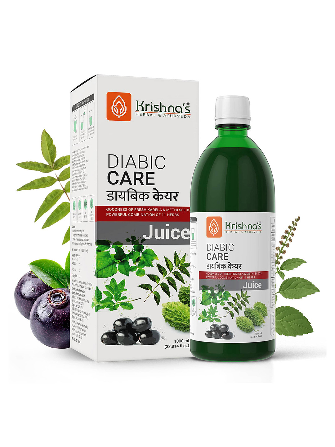 Krishna's Herbal & Ayurveda Diabic Care Juice helps Regulate Blood Sugar Levels - 1L
