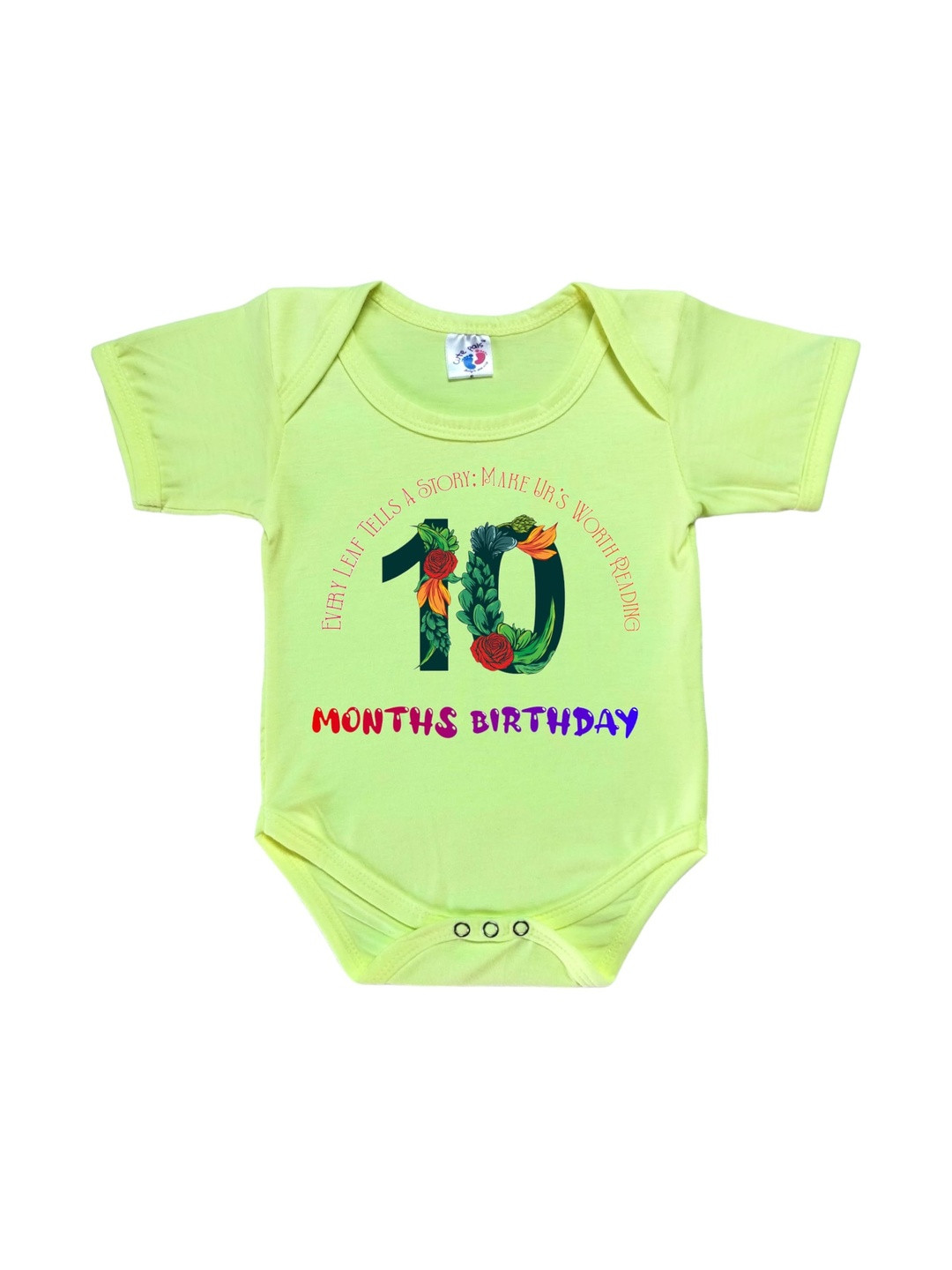 Cute Pals Infants Monthly Milestone Ten Month Printed Cotton Bodysuit