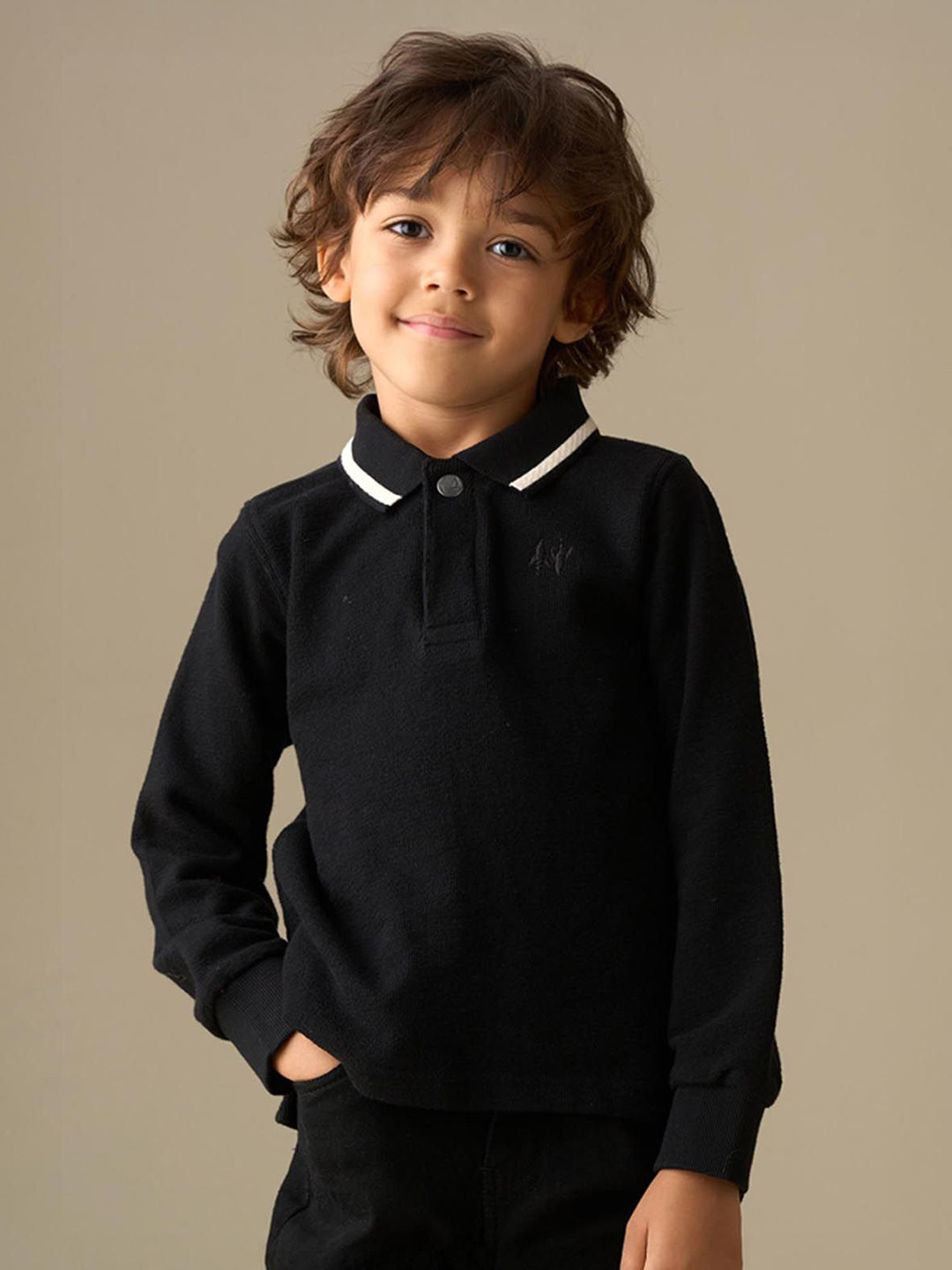 Angel & Rocket Boys Solid Polo Collar Pure Cotton T-shirt