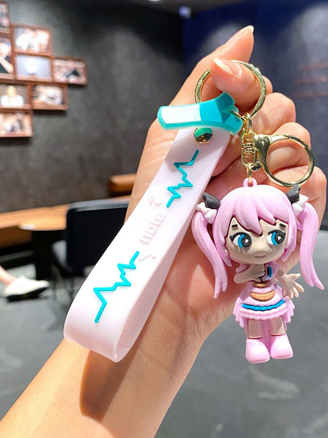 DEALSEVEN FASHION  3D Hatsune Miku Cartoon Key Chain With Silicone Belt