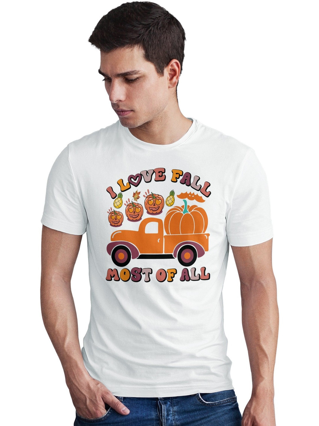 Seekbuylove Men I Love Fall Most Of All Printed Cotton Bio Finish T-shirt