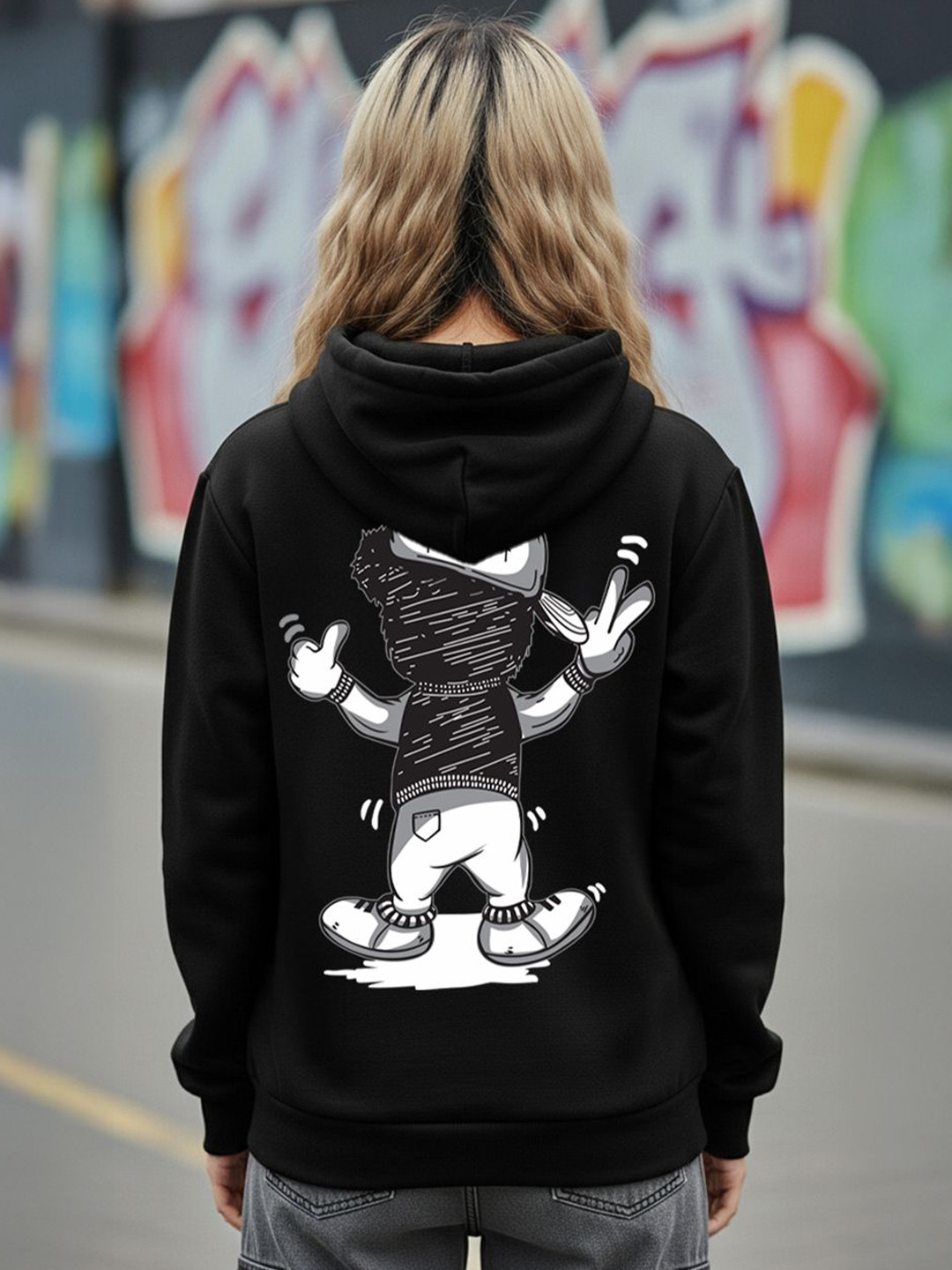BENNY BROOKS Graphic Hooded Sweatshirt with Comic Print
