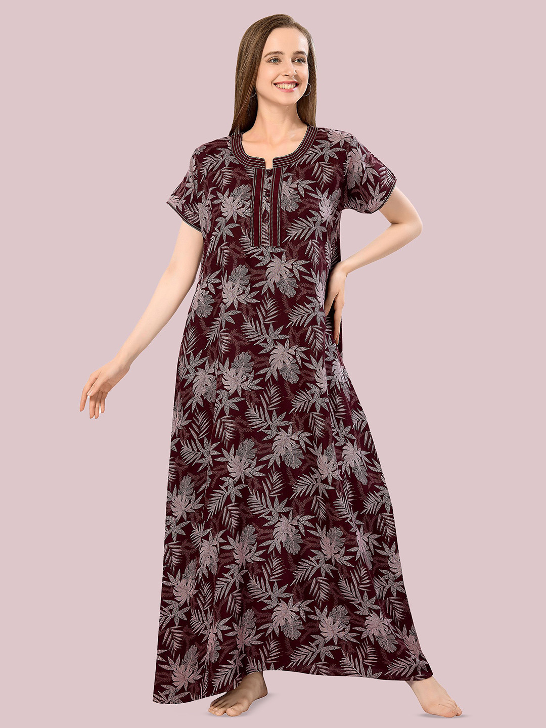 Cloud Soft Tropical Printed Maxi Nightdress