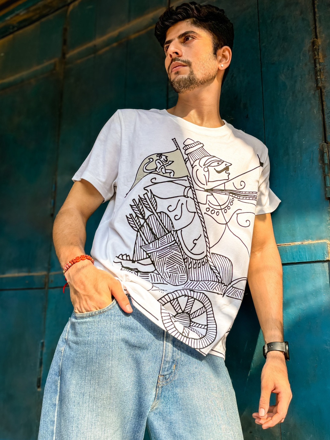 ANAHAT Men Printed Pure Cotton T-shirt