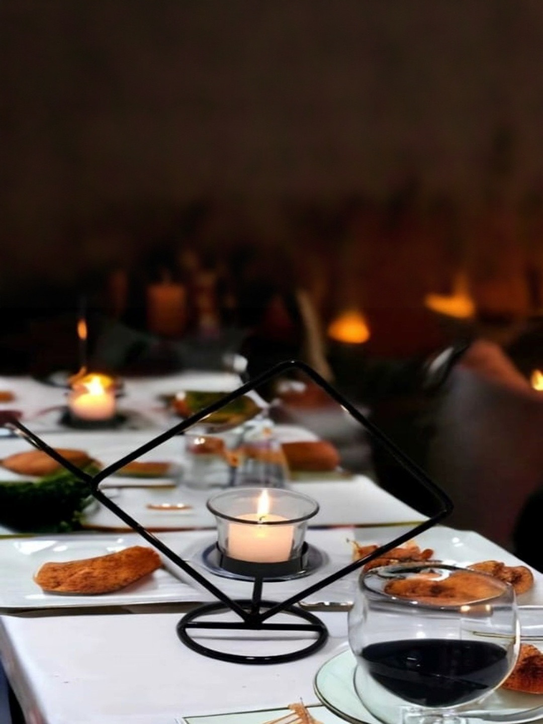 NM HANDICRAFTS Black Geometric Shaped Candle Holder