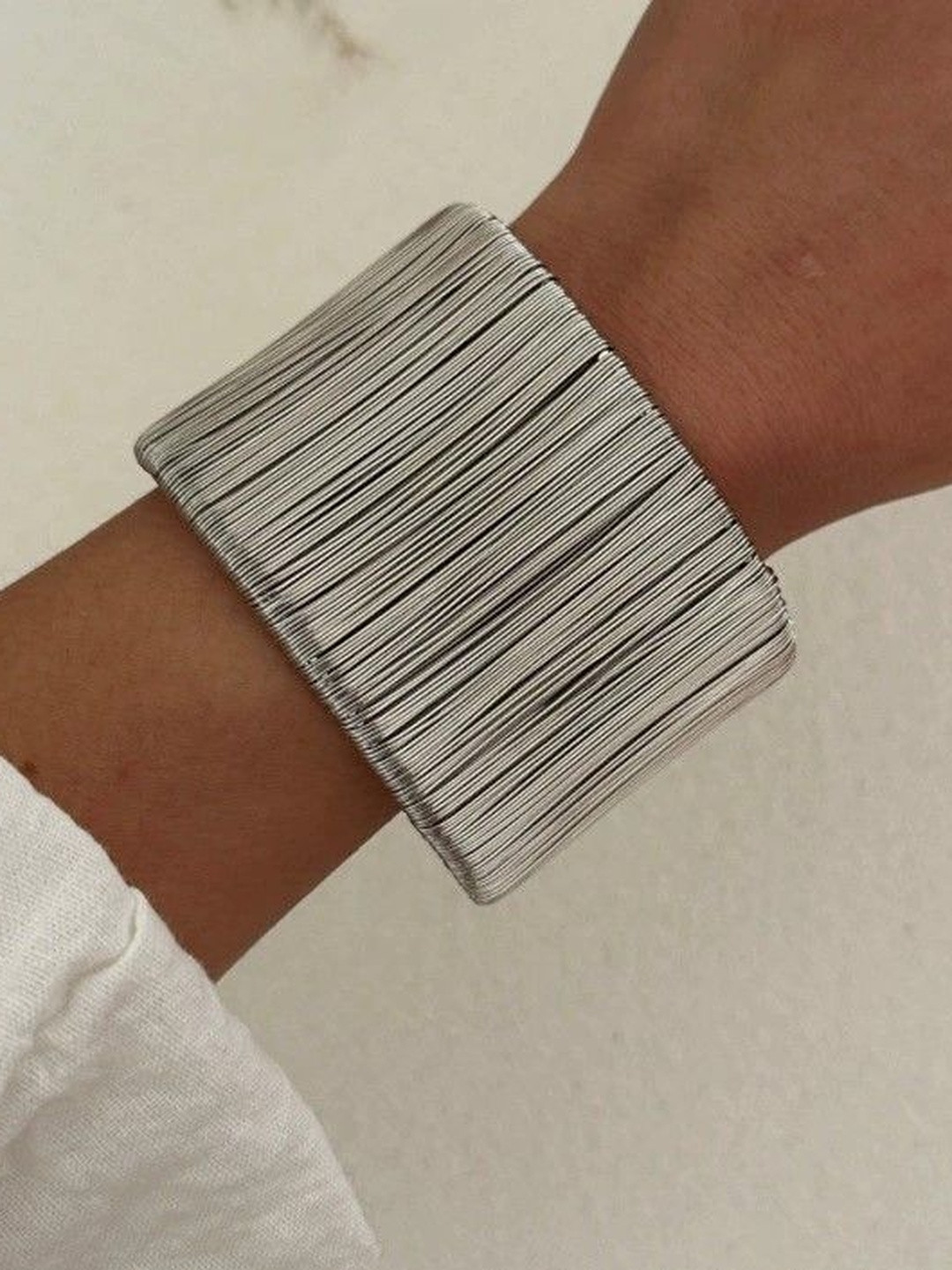 Just Lil Things Textured  Layered Wire Design Cuff Bracelet