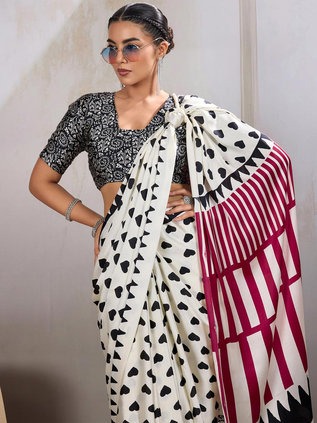 Anouk Rustic Heart Printed  Banarasi Saree