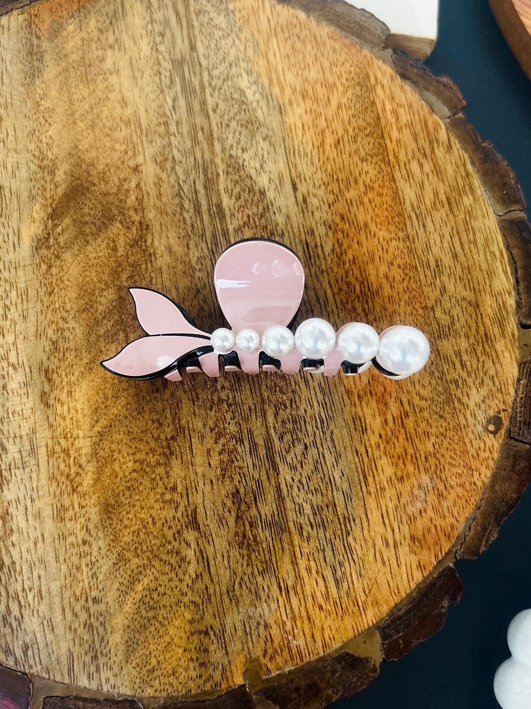 Radhya Accessories Women Fish Tail Pearl Embellished Hair Claw Clip