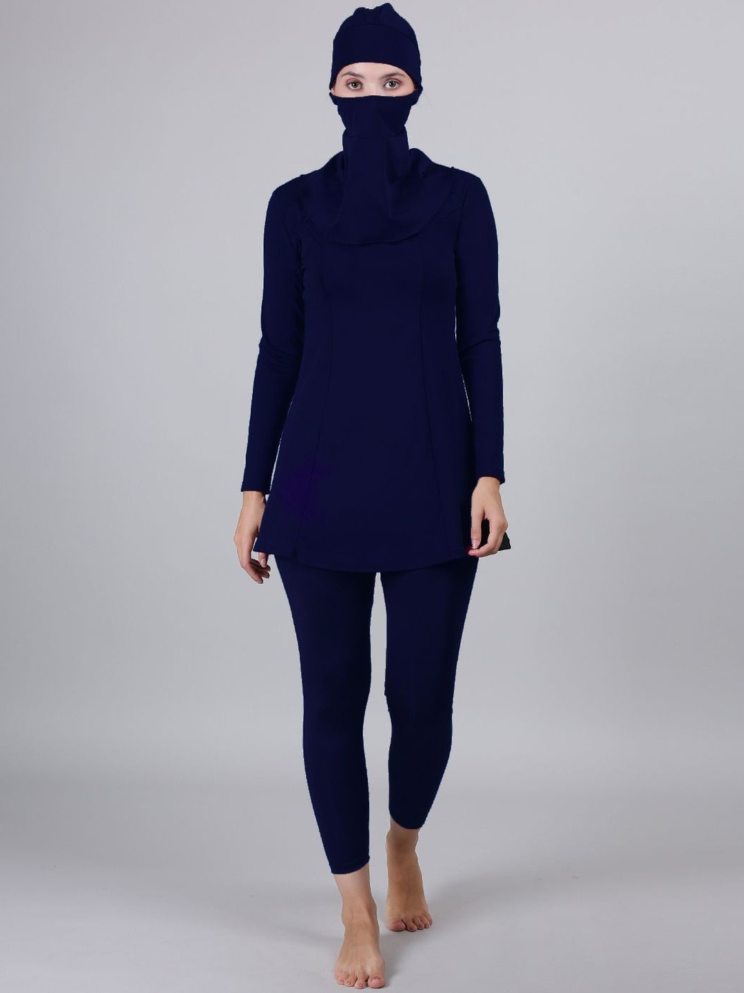 MEGASKA 3 Piece Round Neck Full Coverage Burkini Swim Set