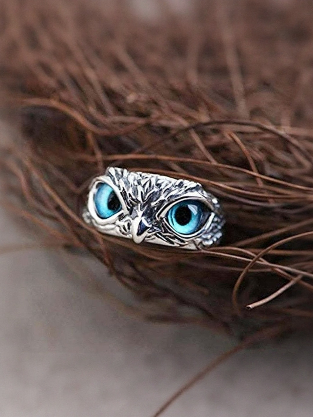 J.S ENTERPRISES Unisex Owl Motif Stainless Steel Finger Ring