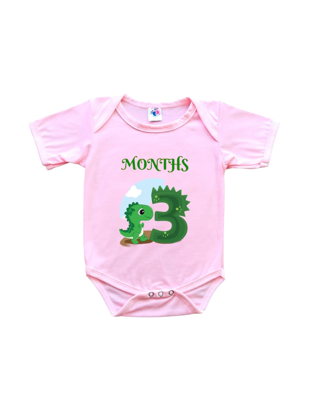 Cute Pals Infants Monthly Milestone Three Month Birthday Printed Cotton Bodysuit