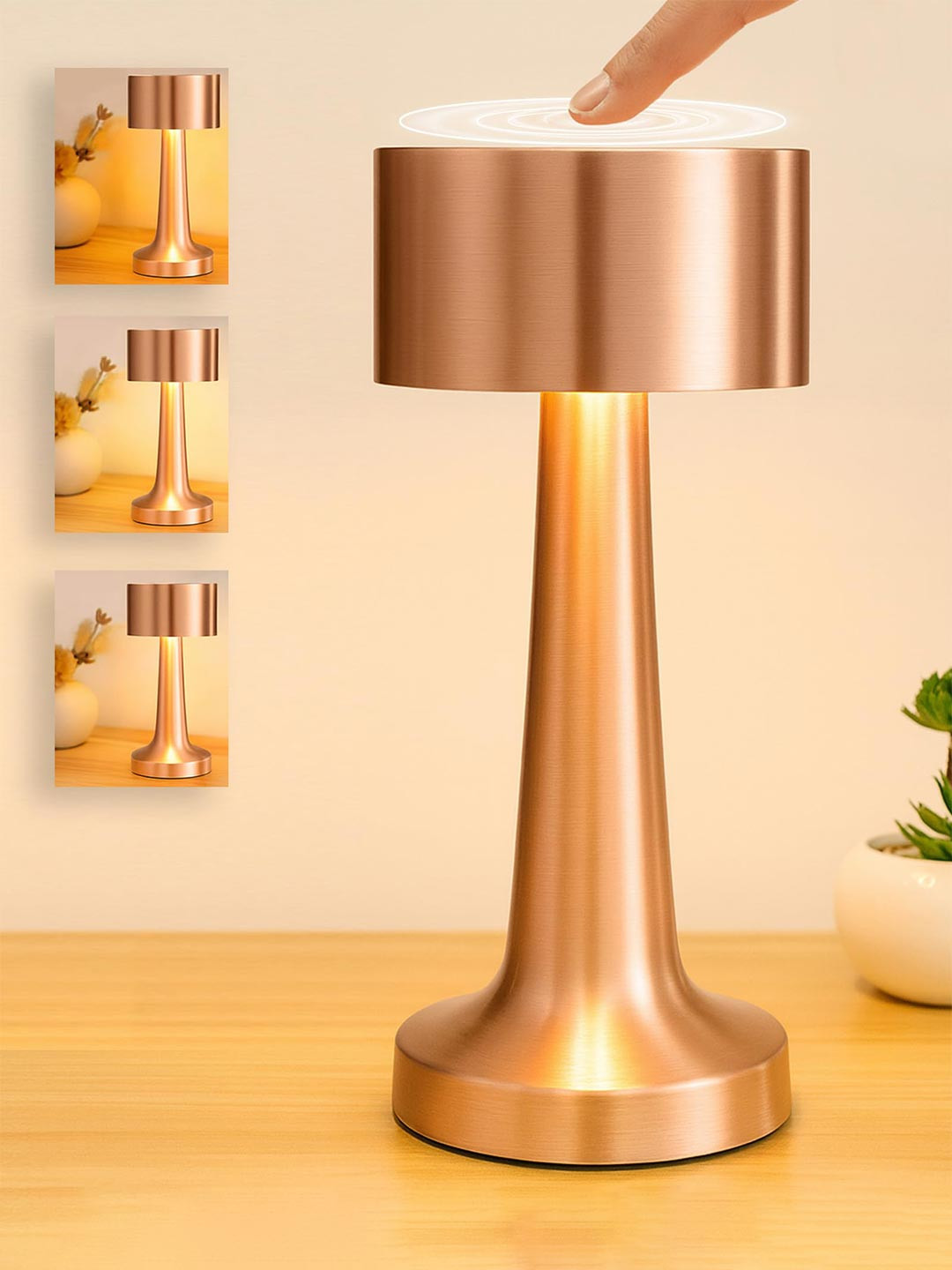 Homesake Rose Gold Cylindrical Shaped Table Lamp