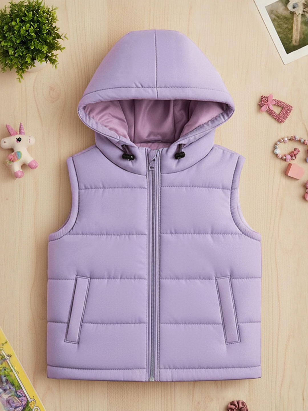 YK X Trampoline Kids Sleeveless Hooded Puffer Jacket