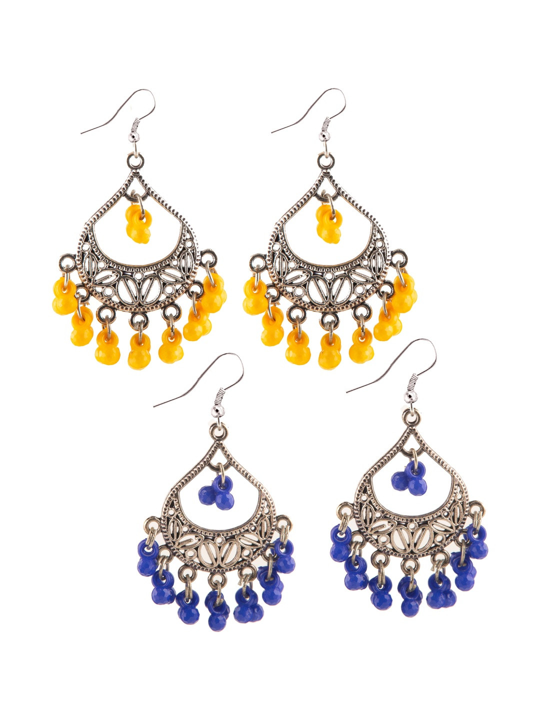 Creative Frogs Pack Of 2 Oxidized Teardrop Shaped Drop Earrings