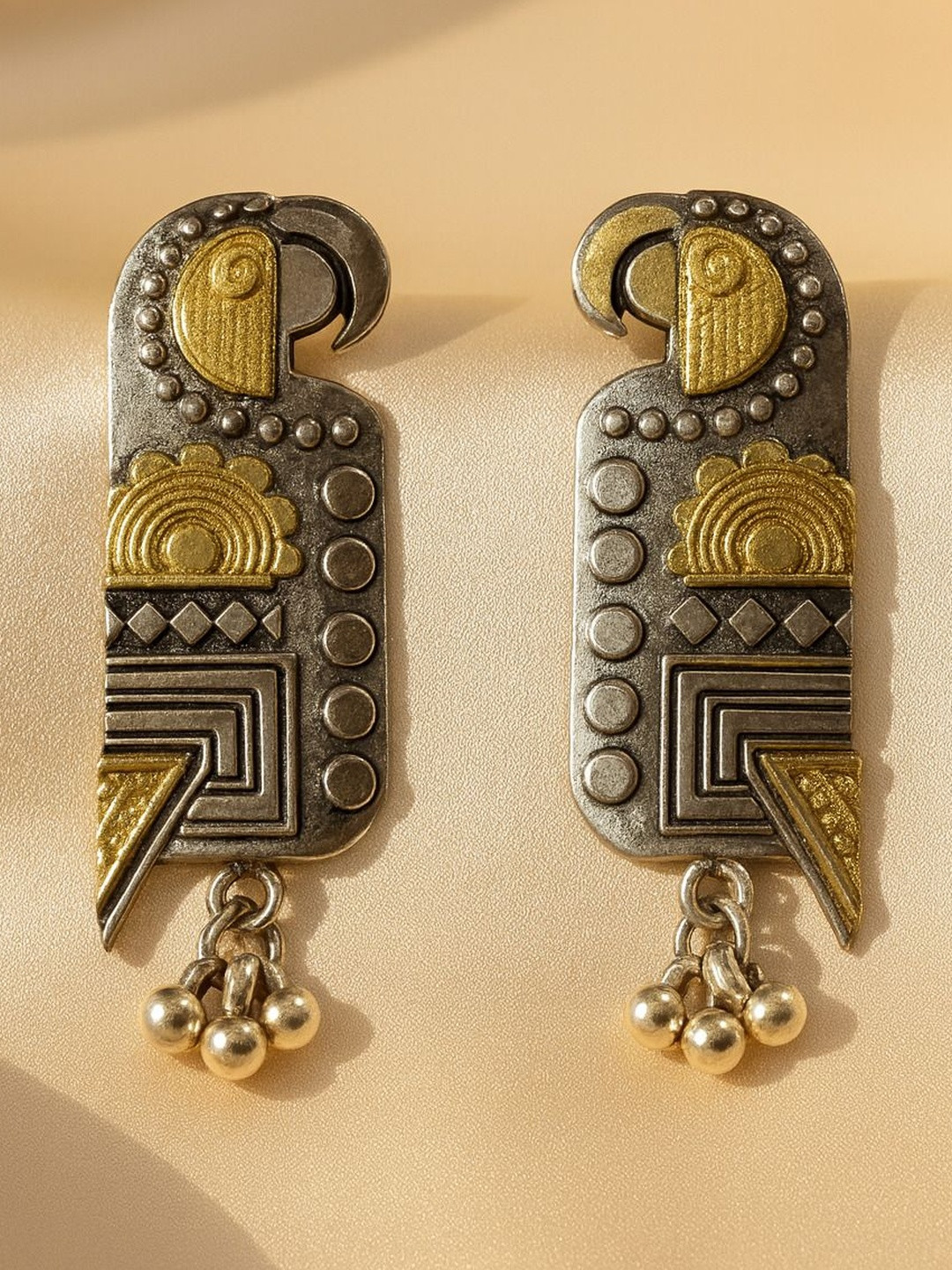 Nui Artificial Beaded Geometric Shaped Korean Drop Earrings