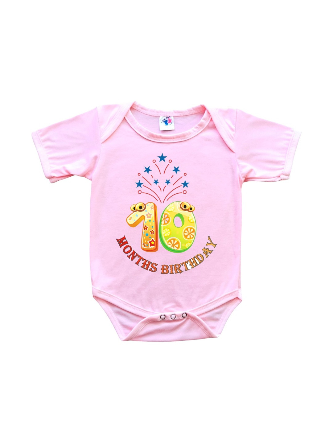 Cute Pals Kids Monthly Milestone Ten Month Birthday Printed Cotton Romper Bodysuit