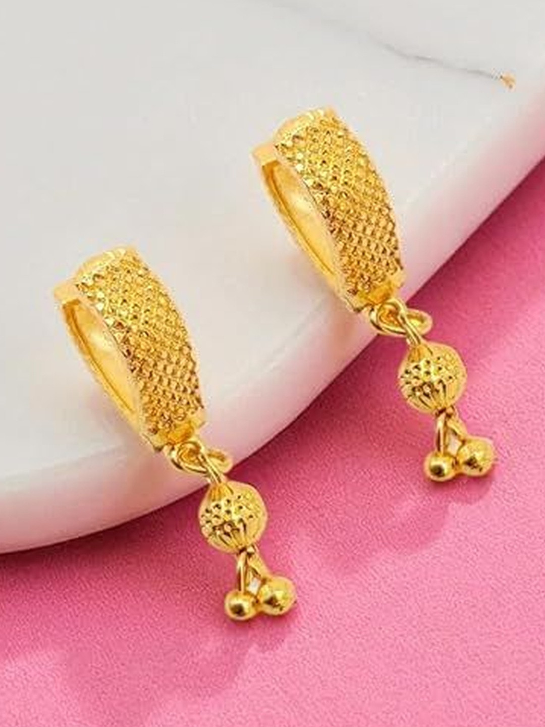 Pretty Queen Women 1 Gram Circular AD Stone Hoop Earrings