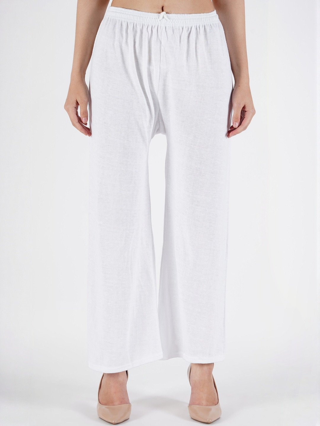 CROWN KING Women Loose Fit Mid-Rise Easy Wash Woollen Parallel Trouser