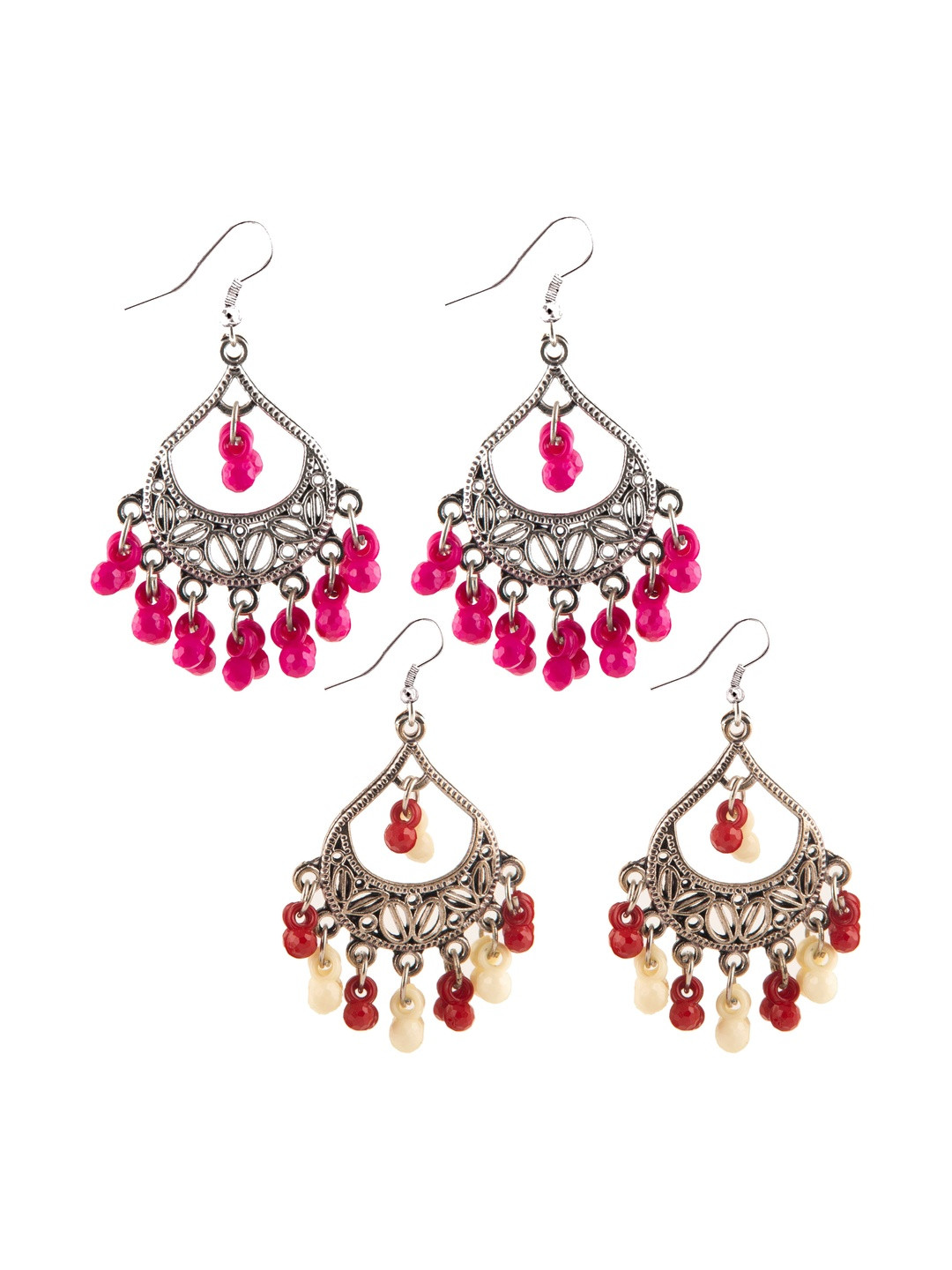 Creative Frogs Women Pack Of 2 Silver-Plated Drop Earrings Combo