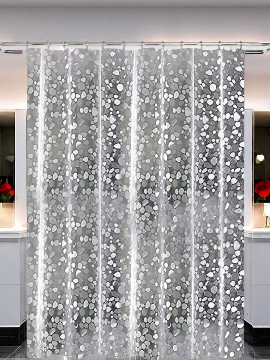 HOME ARK Abstract Print Transparent Set of 3 Long Door Curtain