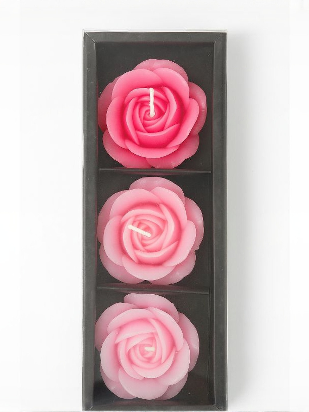 POOKIEMOON Pack of 3 Pink & Red Flower Candle