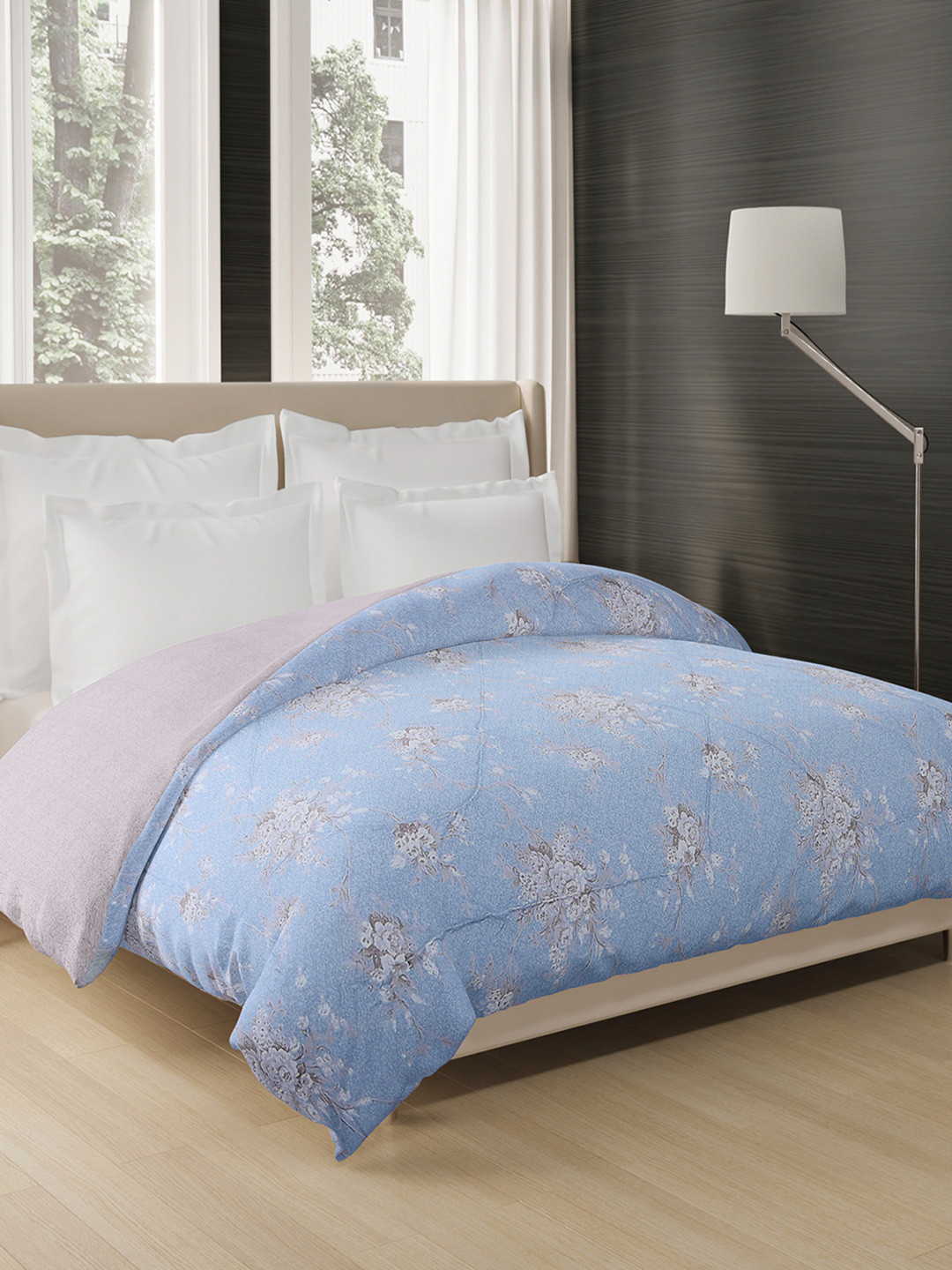 Status Blue & Grey All Season Reversible Printed 210 GSM Double Bed Comforter