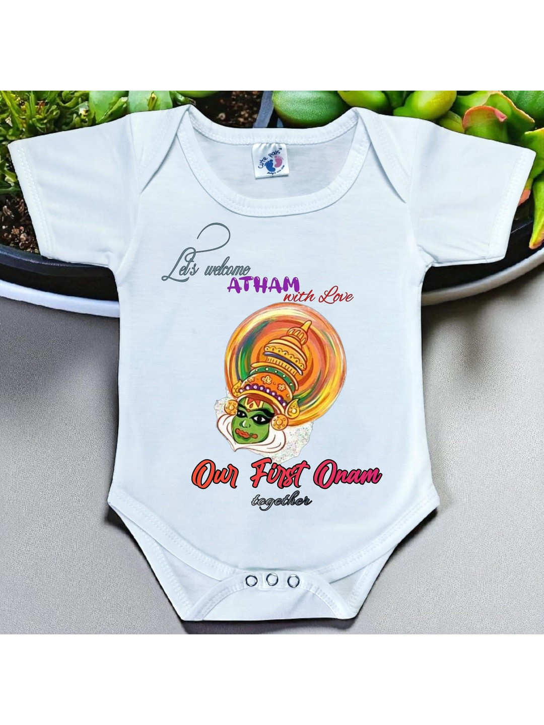 Cute Pals Kids Our First Onam Printed Cotton Envelope Neck Bodysuit