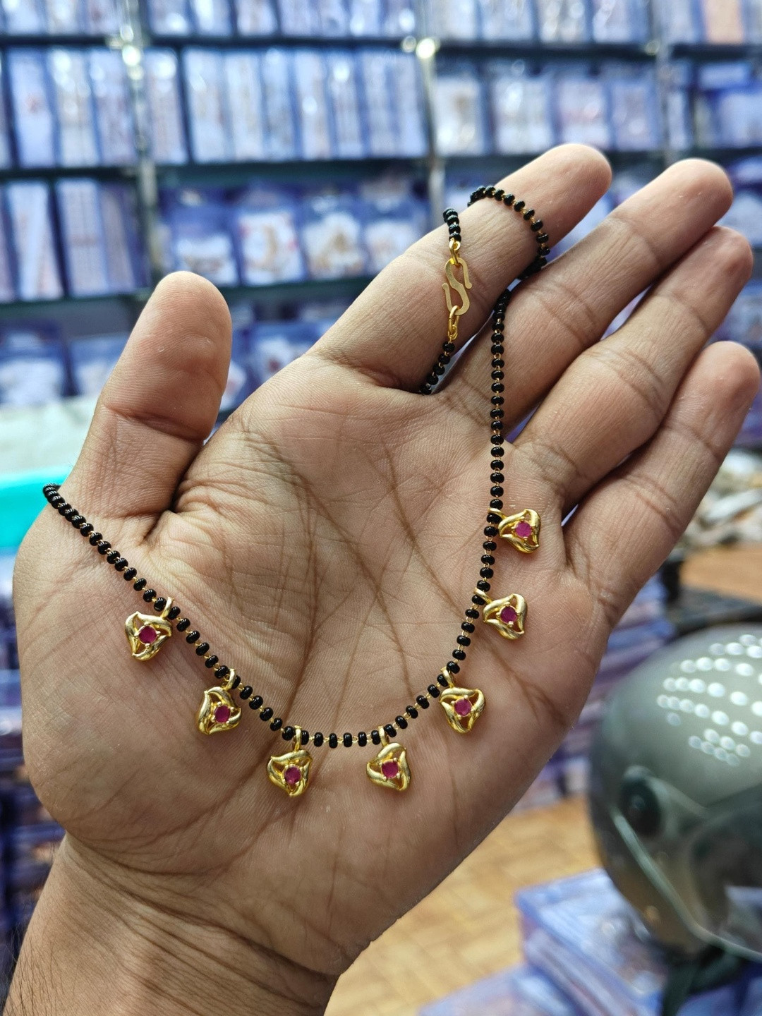 MK gallery Artificial Stones Studded & Beaded Mangalsutra