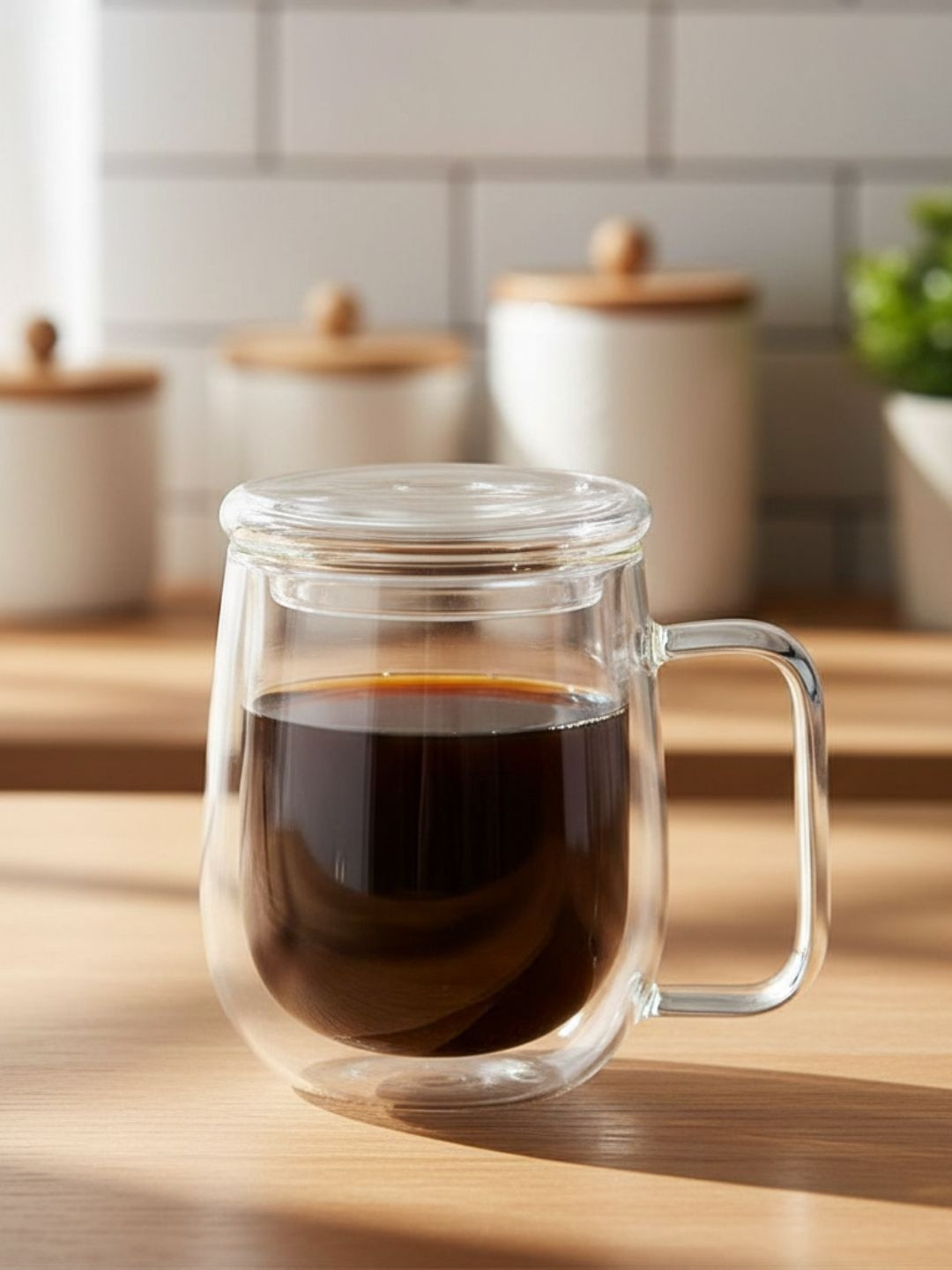 TASKHOUSE Transparent Glass Mug with Lid