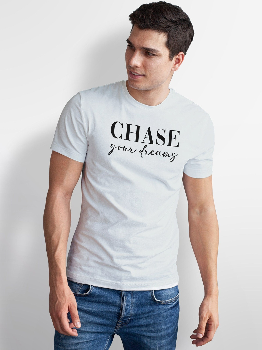 Seekbuylove Men Chase Your Dreams Printed Round Neck  Bio Finish Cotton T-shirt