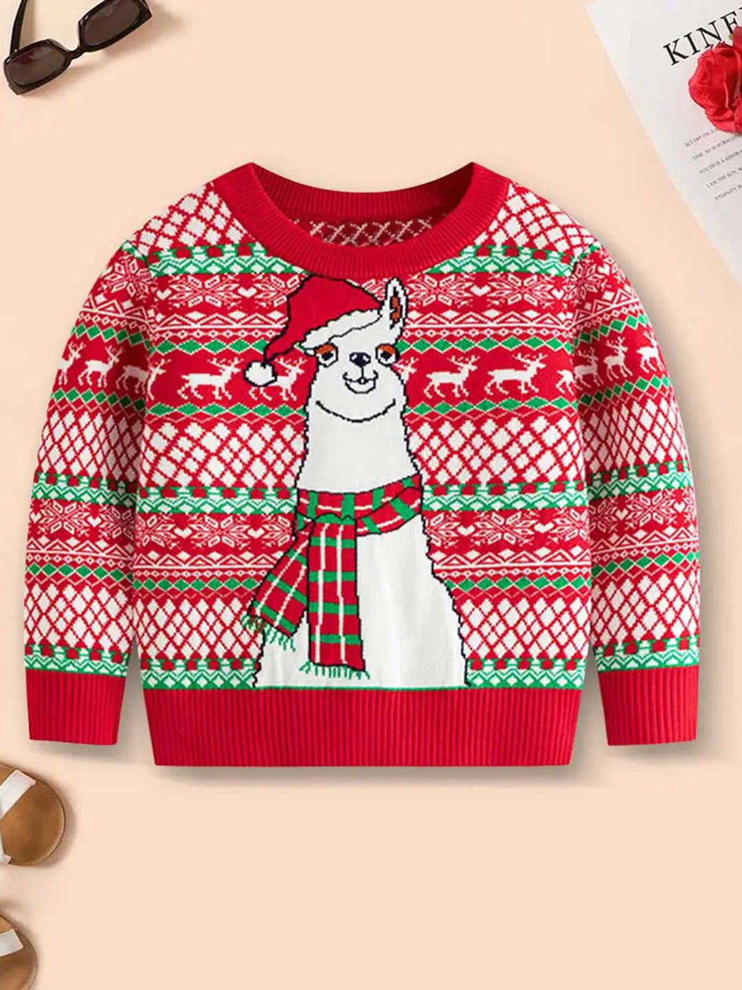 YK Boys Self-Design Cable Knit Christmas Long Sleeves Pullover