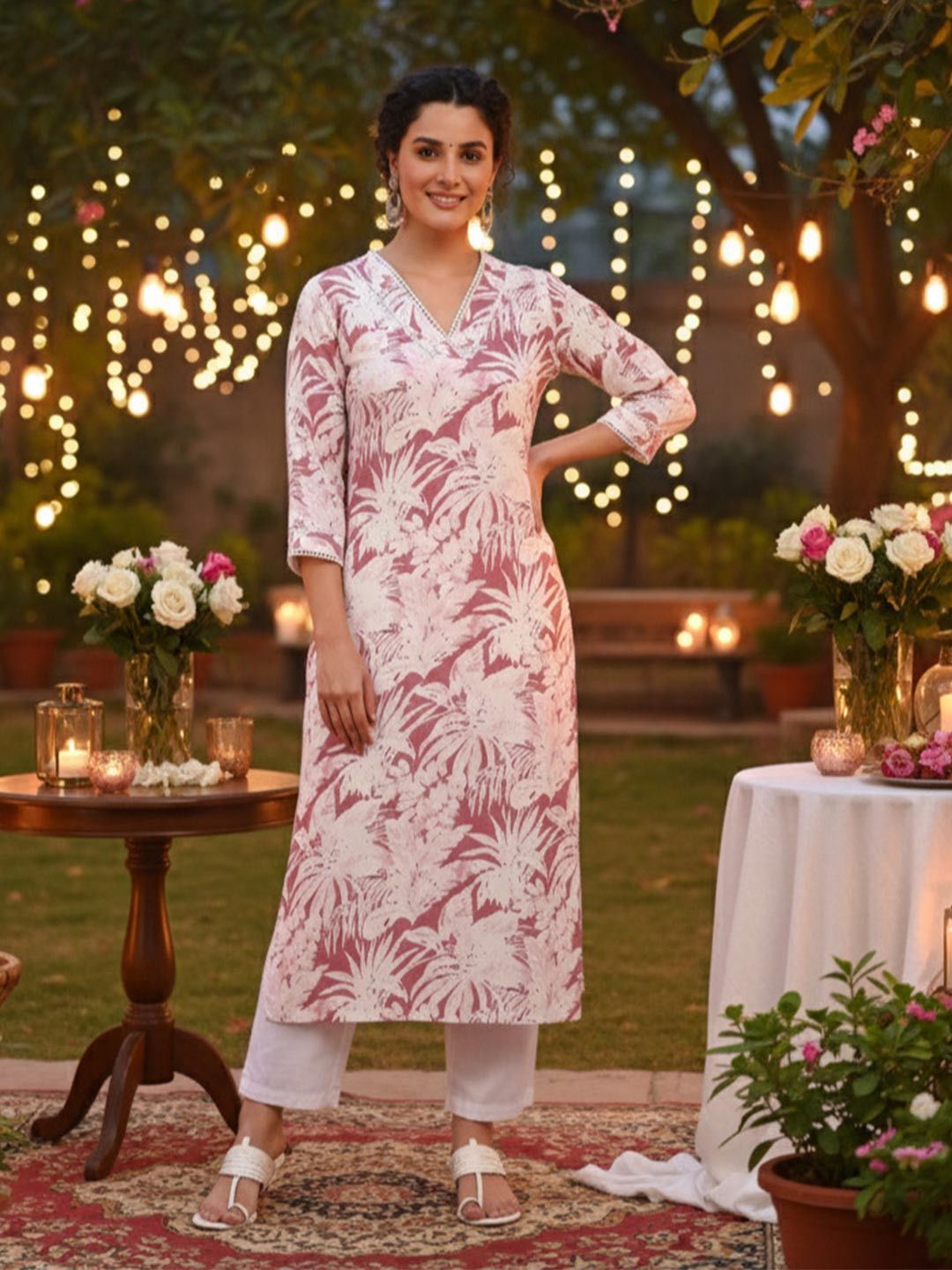 Maaesa Women Casual Cotton Straight Printed Kurta