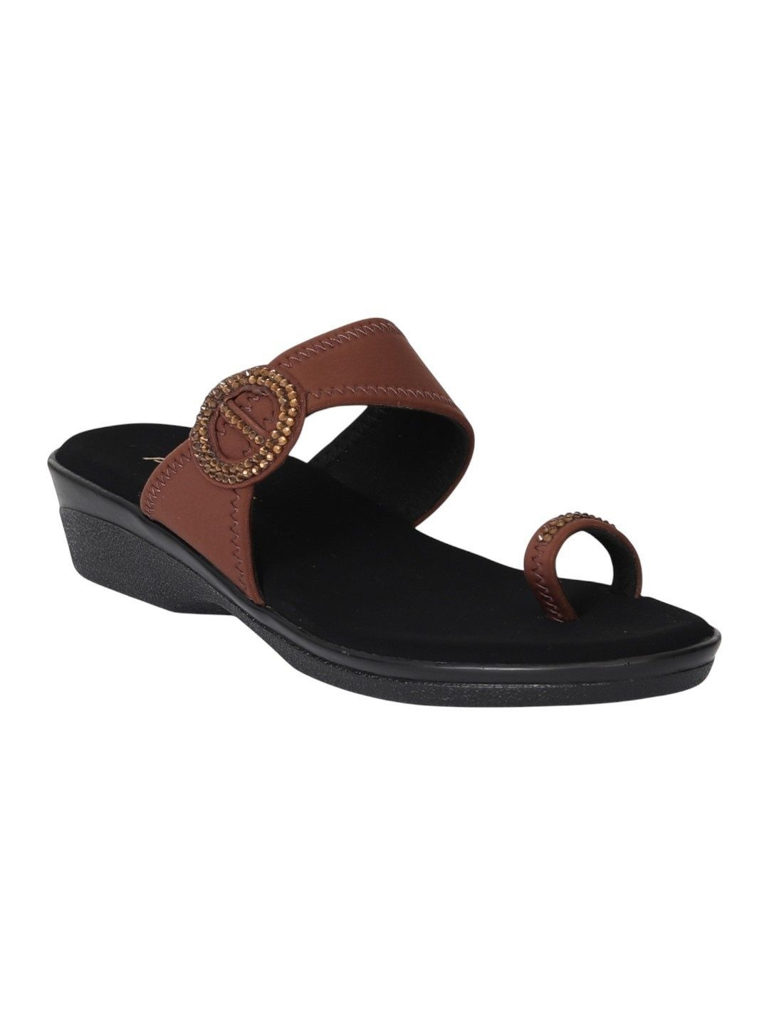 PINK LEAF Round Toe Wedge Sandals