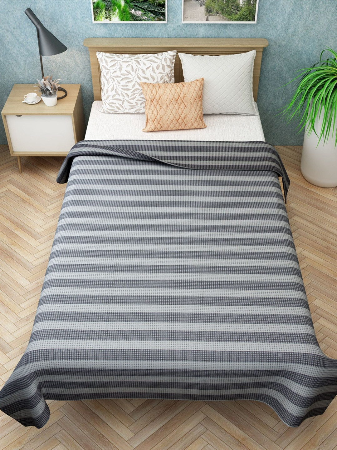 Athom Living  Striped 180 TC Single Bedsheet 135x220 cm