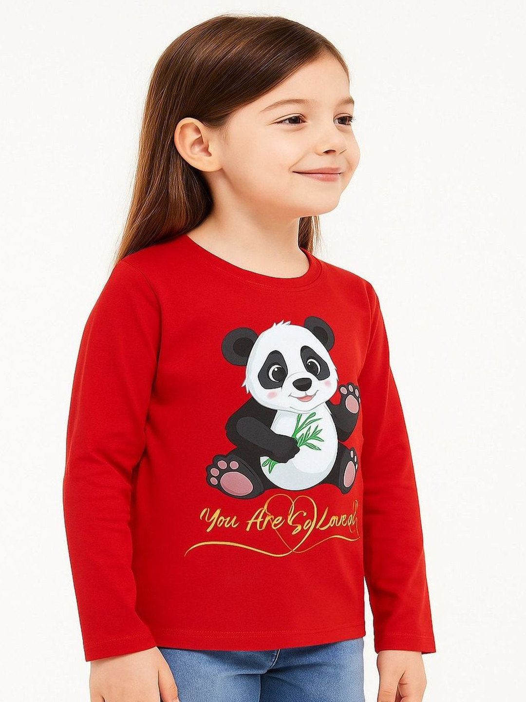 bright garments dresses Girls Panda Print Long Sleeves Casual T-Shirt