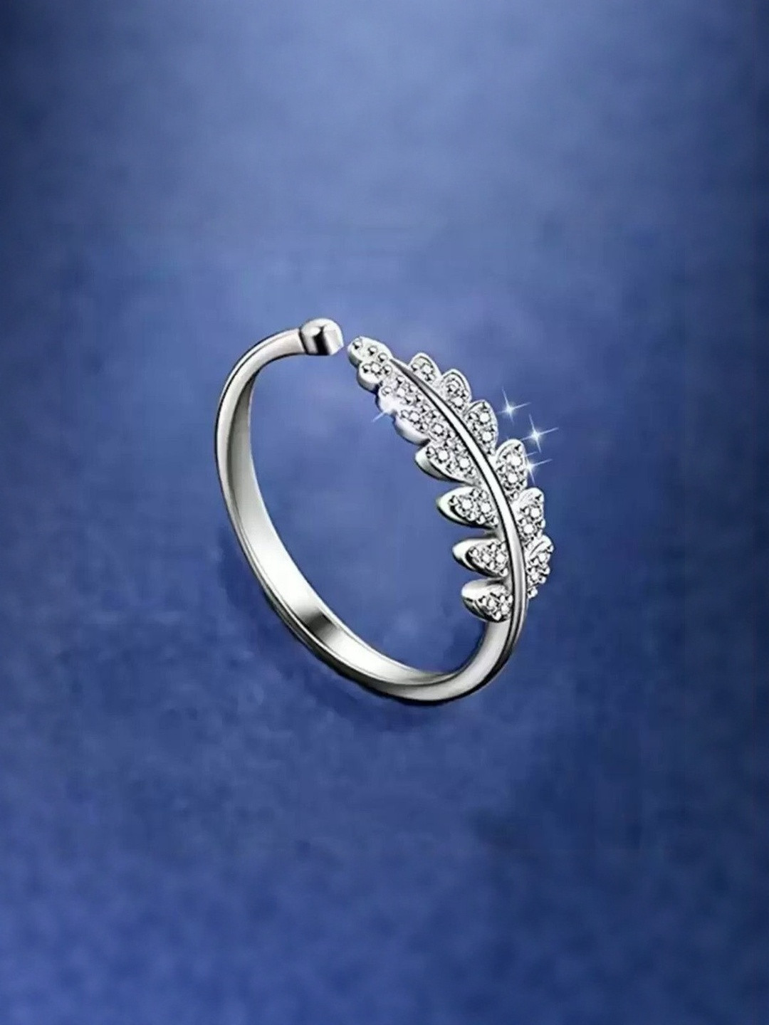 J.S ENTERPRISES Unisex Leaf Design Stainless Steel Finger Ring