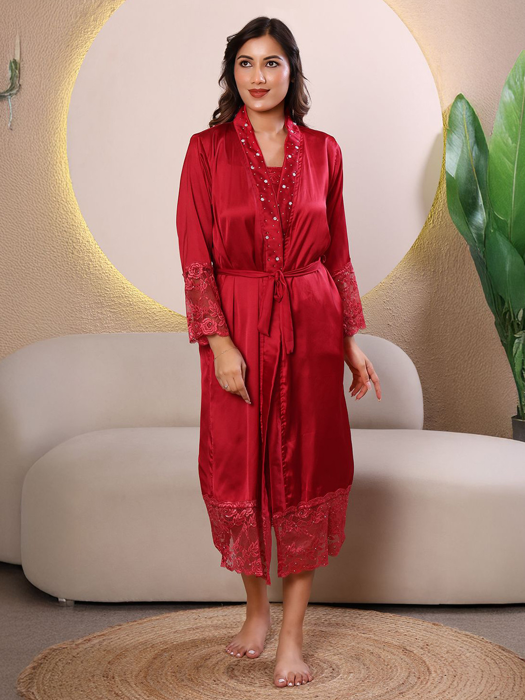 HOUSE OF ELORRA Woman 3-Pcs Self-Designed Night Suits