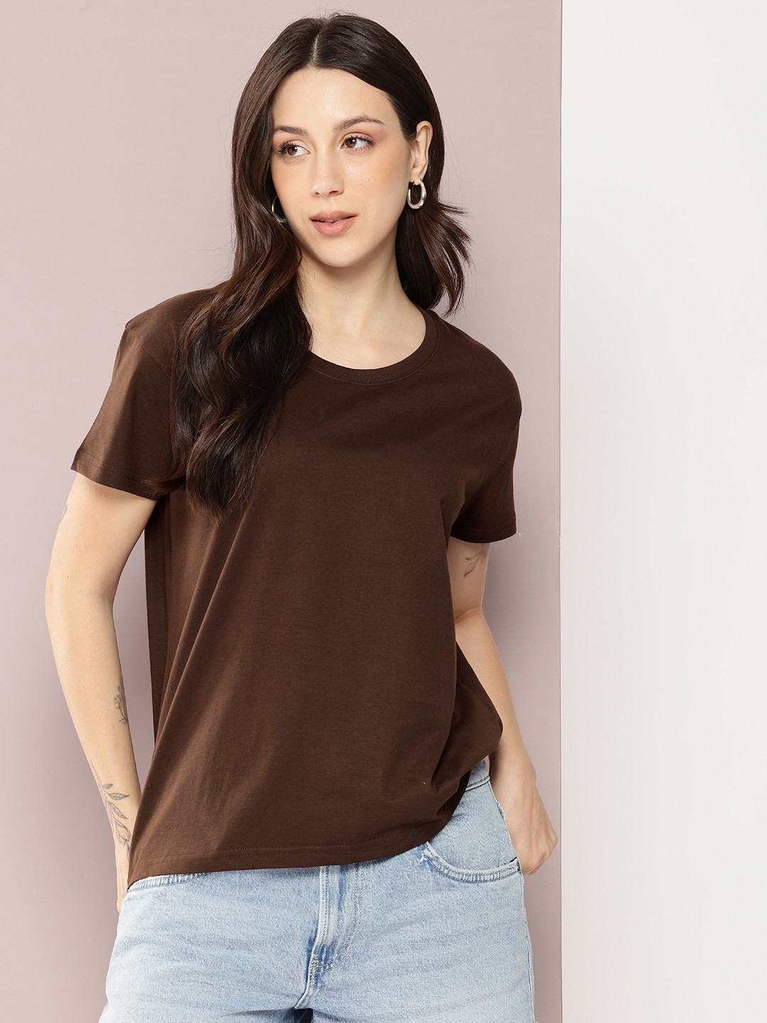 DILLINGER Womens Boxy Regular Plain Tshirt