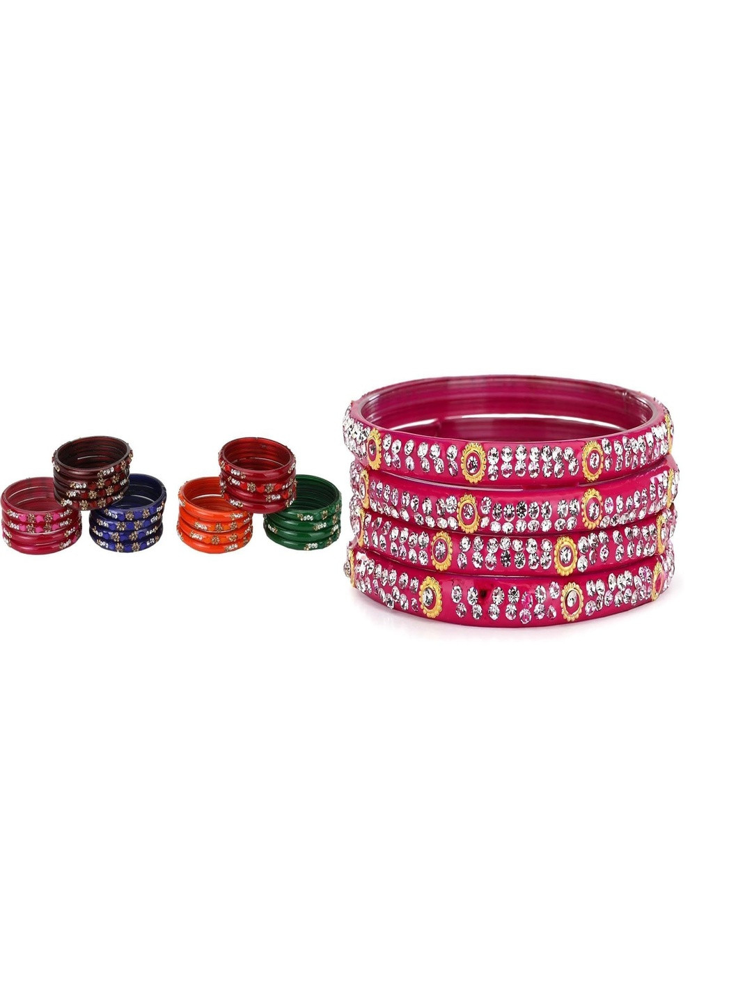 SOMIL Set Of 28 Beads and Stones Studded Bangles