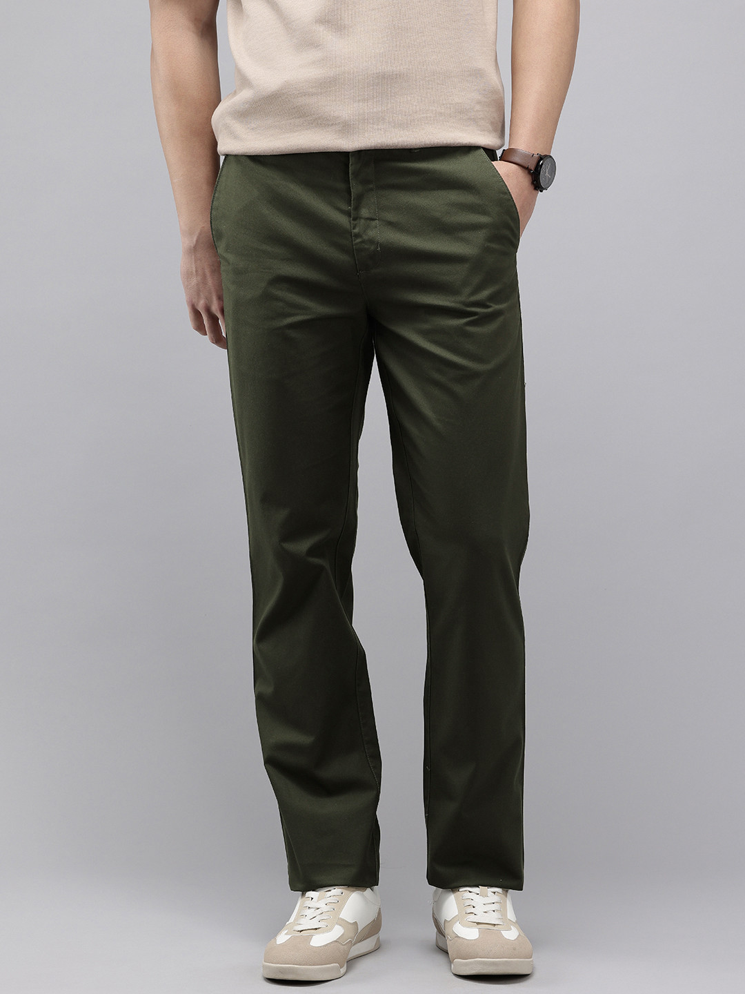 ColorPlus Men Wrinkle Free Pure Cotton Chinos Trousers