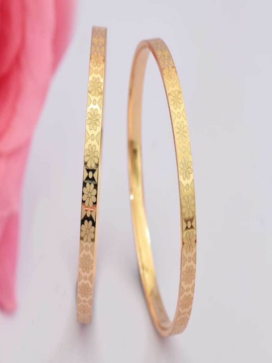 TwinStar Jewellers Set Of 2 Gold-Plated Bangles