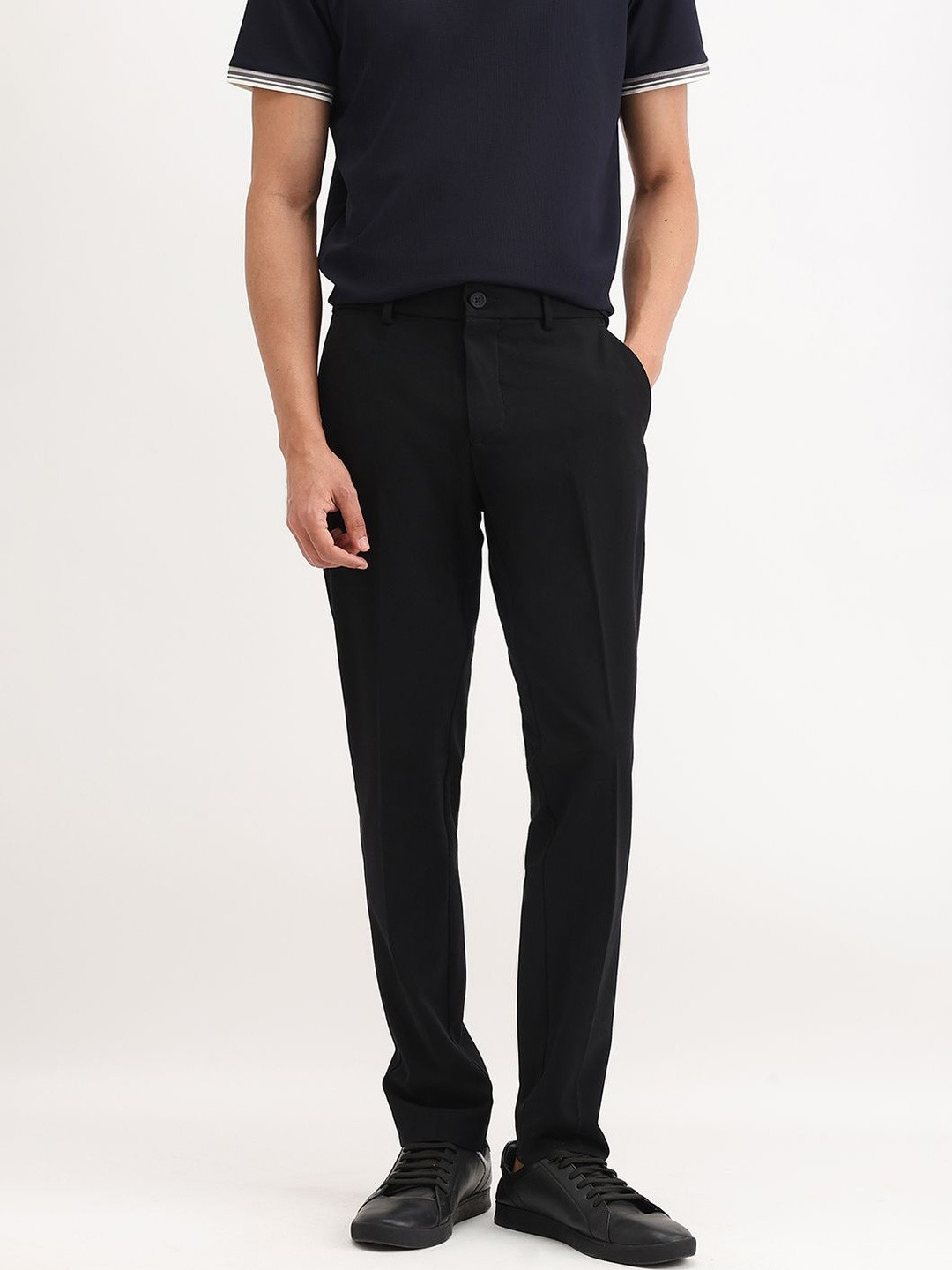 The Collection Men Slim Fit Mid-Rise Regulat Trousers