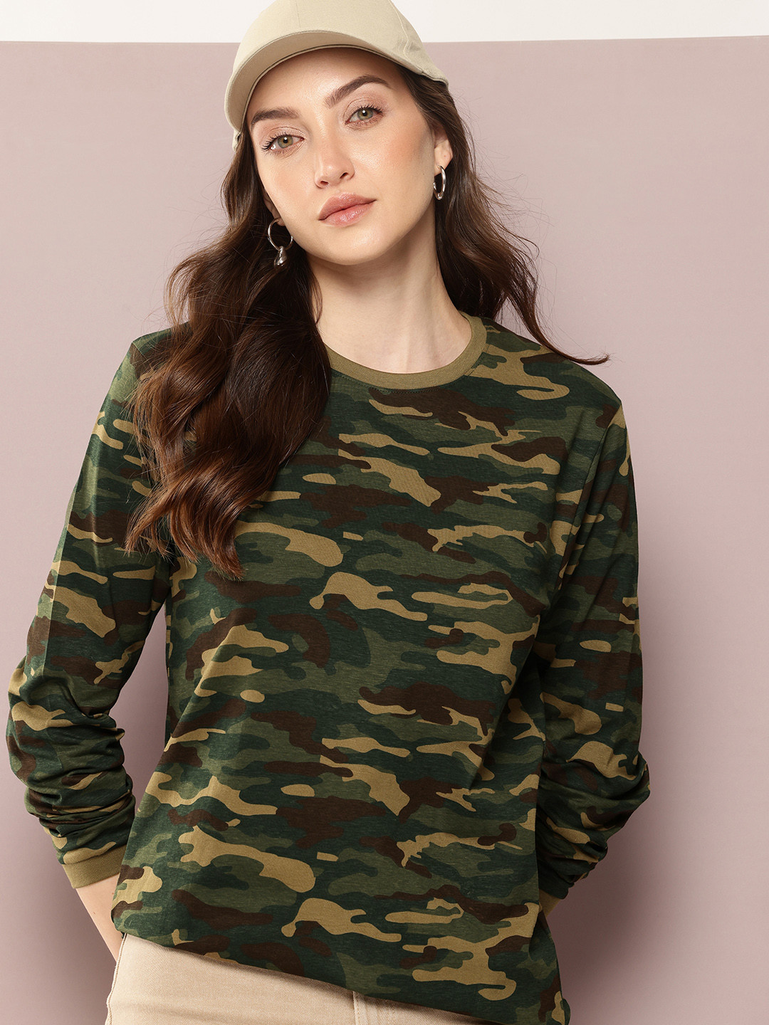 DILLINGER Womens Oversized Camouflage Printed T-shirts