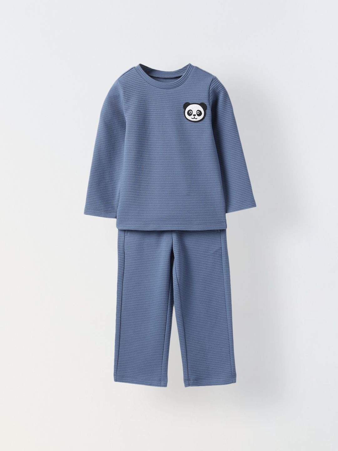 SPUNKIES Boys Striped Waffle Knit Otoman Rib T-shirt With Trousers