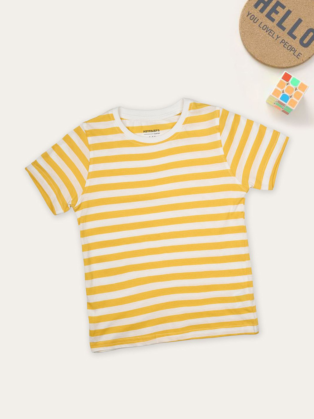 Pantaloons Junior Boys Cotton Short Sleeves Striped Tshirts